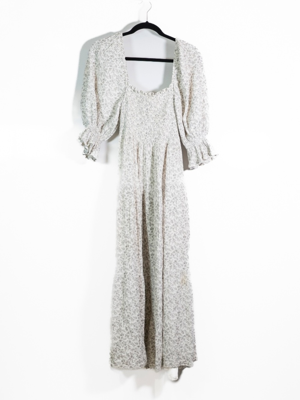 Nothing Fits But Kiko Cotton Modal Stretch Knit Smocked Tiered Maxi Dress Small